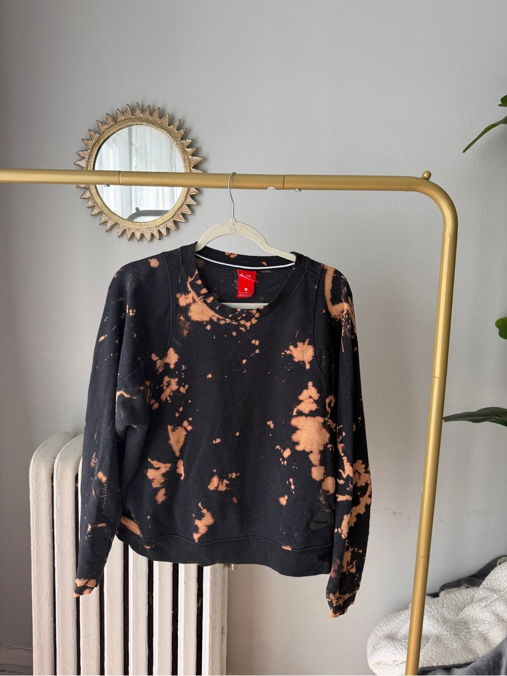 Nike Black Tie-Dye Bleach Crewneck Sweatshirt
